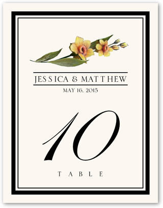 /Daffodil Flower Assortment Wedding Table Number